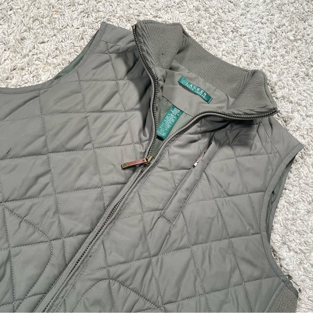 Lauren Ralph Lauren Women’s Green Diamond Quilted Vest Size M Equestrian Preppy